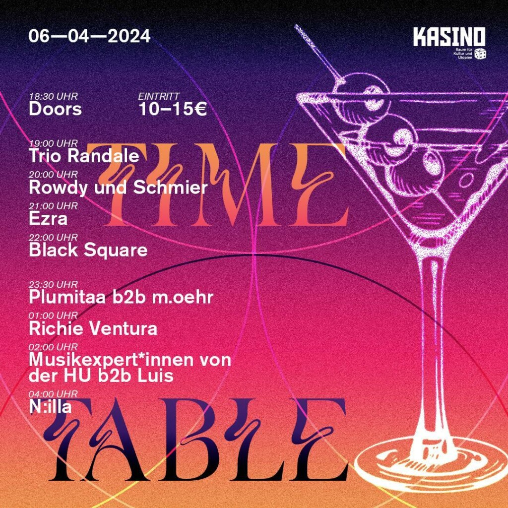 Timetable Kasino-Soli-Party